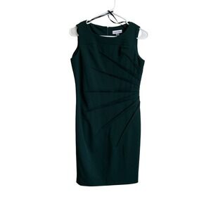 Calvin Klein Green Ruched Sleeveless‎ Sheath Dress Size 8P Party Back Zipper